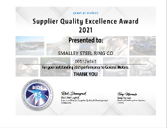 Smalley Wins GM Supplier Quality Excellence Award for 10th Consecutive Year
