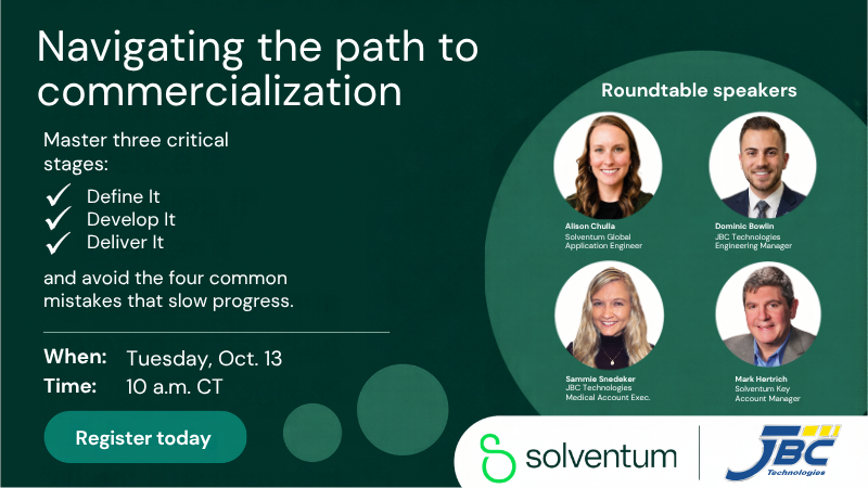 JBC Technologies and Solventum Announce Upcoming Joint Medical Device Webinar: You've Got the Idea. Now What? Navigating the Path from Concept to Commercialization