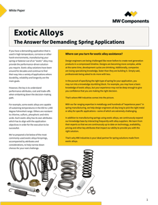 Exotic Alloys for Spring Applications