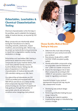 Extractables, Leachables & Chemical Characterization Testing