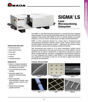 SIGMA LS Micromachining Subsystem Datasheet