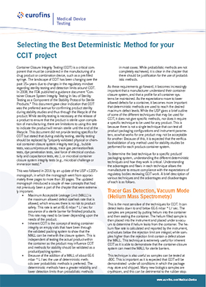 Selecting the Best Deterministic Method for your CCIT project